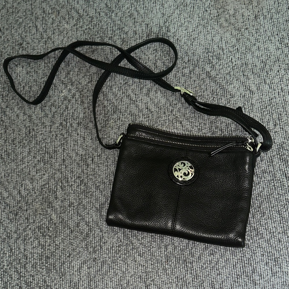 Brighton Black Crossbody Bag with Silver Accent